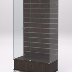 Витрина стеклянная ПРИМАВЕРА ПОДИУМ КЛАССИК №9-ЭП (с дверками, задняя стенка - экономпанель), Дуб Венге