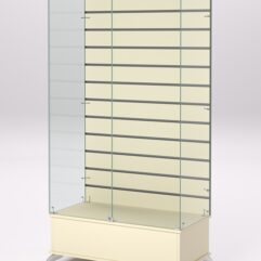 Витрина стеклянная ПРИМАВЕРА ПОДИУМ КЛАССИК №9-ЭП (с дверками, задняя стенка - экономпанель), Крем Вайс