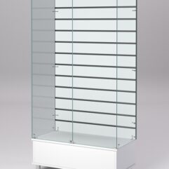 Витрина стеклянная ПРИМАВЕРА ПОДИУМ МОДЕРН №9-ЭП (с дверками, задняя стенка - экономпанель), Белый