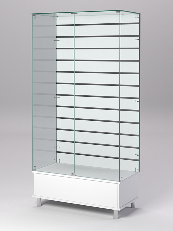 Витрина стеклянная ПРИМАВЕРА ПОДИУМ МОДЕРН №9-ЭП (с дверками, задняя стенка - экономпанель), Белый