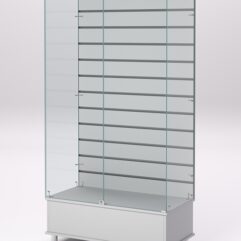 Витрина стеклянная ПРИМАВЕРА ПОДИУМ МОДЕРН №9-ЭП (с дверками, задняя стенка - экономпанель), Серый