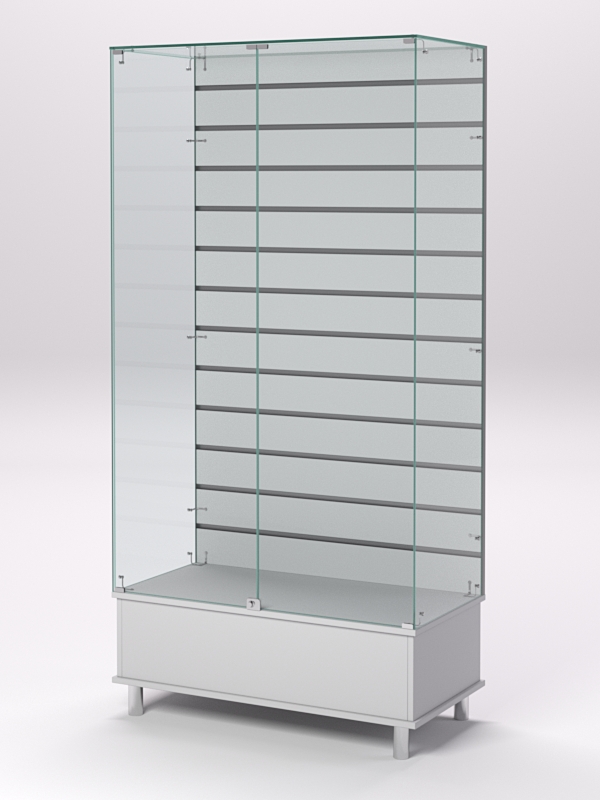 Витрина стеклянная ПРИМАВЕРА ПОДИУМ МОДЕРН №9-ЭП (с дверками, задняя стенка - экономпанель), Серый