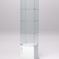 Витрина стеклянная ПРИМА КЛАССИК №2 (с дверкой, задняя стенка - стекло), Белый