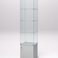 Витрина стеклянная ПРИМА КЛАССИК №2 (с дверкой, задняя стенка - стекло), Серый