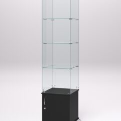Витрина стеклянная ПРИМА КЛАССИК №2 (с дверкой, задняя стенка - стекло), Черный