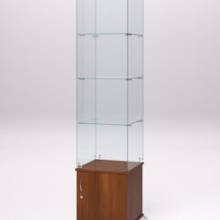 Витрина стеклянная ПРИМА КЛАССИК №2 (с дверкой, задняя стенка - стекло), Орех