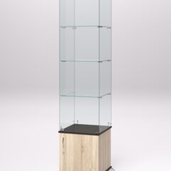 Витрина стеклянная ПРИМА КЛАССИК №2 (с дверкой, задняя стенка - стекло), Дуб Сонома и Дуб Венге