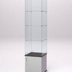 Витрина стеклянная ПРИМА КЛАССИК №2 (с дверкой, задняя стенка - стекло), Серый и Дуб Венге