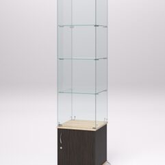 Витрина стеклянная ПРИМА КЛАССИК №2 (с дверкой, задняя стенка - стекло), Дуб Венге и Дуб Сонома