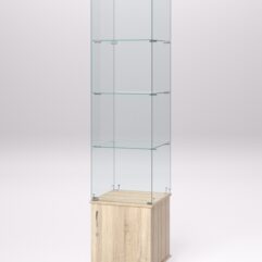 Витрина стеклянная ПРИМА МОДЕРН №2 (с дверкой, задняя стенка - стекло), Дуб Сонома