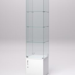 Витрина стеклянная ПРИМА МОДЕРН №2 (с дверкой, задняя стенка - стекло), Белый