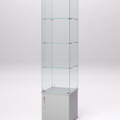 Витрина стеклянная ПРИМА МОДЕРН №2 (с дверкой, задняя стенка - стекло), Серый