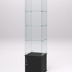 Витрина стеклянная ПРИМА МОДЕРН №2 (с дверкой, задняя стенка - стекло), Черный