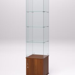 Витрина стеклянная ПРИМА МОДЕРН №2 (с дверкой, задняя стенка - стекло), Орех