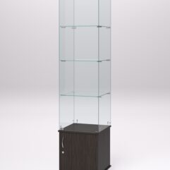 Витрина стеклянная ПРИМА МОДЕРН №2 (с дверкой, задняя стенка - стекло), Дуб Венге