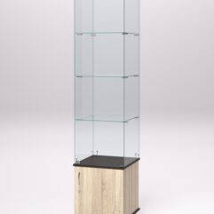 Витрина стеклянная ПРИМА МОДЕРН №2 (с дверкой, задняя стенка - стекло), Дуб Сонома и Дуб Венге