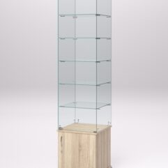 Витрина стеклянная ПРИМА КЛАССИК №502 (с дверкой, задняя стенка - стекло), Дуб Сонома