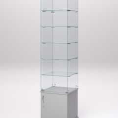 Витрина стеклянная ПРИМА КЛАССИК №502 (с дверкой, задняя стенка - стекло), Серый
