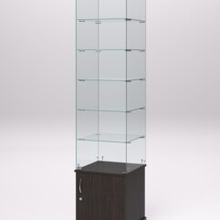 Витрина стеклянная ПРИМА КЛАССИК №502 (с дверкой, задняя стенка - стекло), Дуб Венге