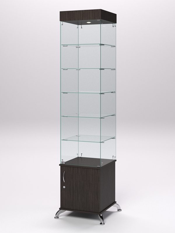 Витрина стеклянная ПРИМА КЛАССИК №502 (с дверкой, задняя стенка - стекло), Дуб Венге