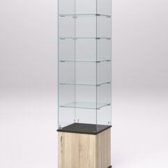 Витрина стеклянная ПРИМА КЛАССИК №502 (с дверкой, задняя стенка - стекло), Дуб Сонома и Дуб Венге