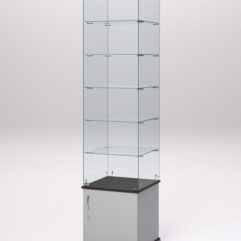 Витрина стеклянная ПРИМА КЛАССИК №502 (с дверкой, задняя стенка - стекло), Серый и Дуб Венге