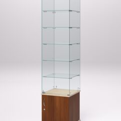 Витрина стеклянная ПРИМА КЛАССИК №502 (с дверкой, задняя стенка - стекло), Орех и Дуб Сонома