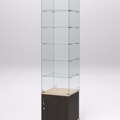 Витрина стеклянная ПРИМА КЛАССИК №502 (с дверкой, задняя стенка - стекло), Дуб Венге и Дуб Сонома