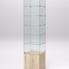 Витрина стеклянная ПРИМА МОДЕРН №502 (с дверкой, задняя стенка - стекло), Дуб Сонома