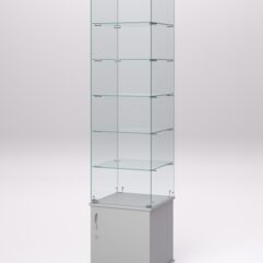 Витрина стеклянная ПРИМА МОДЕРН №502 (с дверкой, задняя стенка - стекло), Серый