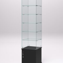 Витрина стеклянная ПРИМА МОДЕРН №502 (с дверкой, задняя стенка - стекло), Черный
