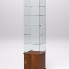 Витрина стеклянная ПРИМА МОДЕРН №502 (с дверкой, задняя стенка - стекло), Орех
