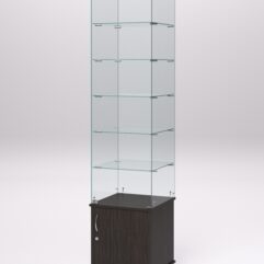 Витрина стеклянная ПРИМА МОДЕРН №502 (с дверкой, задняя стенка - стекло), Дуб Венге