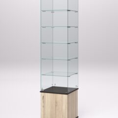 Витрина стеклянная ПРИМА МОДЕРН №502 (с дверкой, задняя стенка - стекло), Дуб Сонома и Дуб Венге