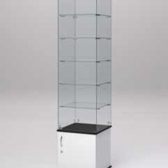 Витрина стеклянная ПРИМА МОДЕРН №502 (с дверкой, задняя стенка - стекло), Белый и Черный