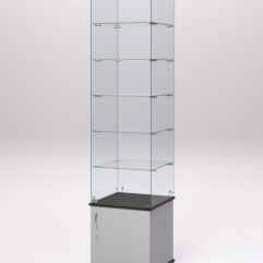 Витрина стеклянная ПРИМА МОДЕРН №502 (с дверкой, задняя стенка - стекло), Серый и Дуб Венге