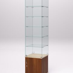 Витрина стеклянная ПРИМА МОДЕРН №502 (с дверкой, задняя стенка - стекло), Орех и Дуб Сонома