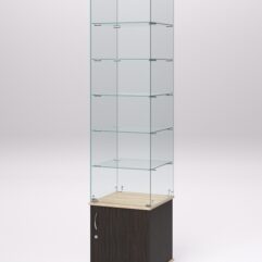 Витрина стеклянная ПРИМА МОДЕРН №502 (с дверкой, задняя стенка - стекло), Дуб Венге и Дуб Сонома