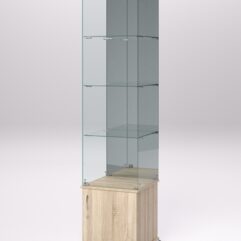 Витрина стеклянная ПРИМА КЛАССИКА №4 (с дверкой, задняя стенка - зеркало), Дуб Сонома