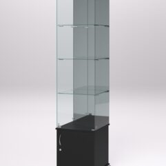 Витрина стеклянная ПРИМА КЛАССИКА №4 (с дверкой, задняя стенка - зеркало), Черный