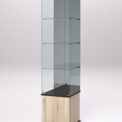 Витрина стеклянная ПРИМА КЛАССИКА №4 (с дверкой, задняя стенка - зеркало), Дуб Сонома и Дуб Венге