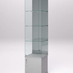 Витрина стеклянная ПРИМА МОДЕРН №4 (с дверкой, задняя стенка - зеркало), Серый