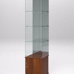 Витрина стеклянная ПРИМА МОДЕРН №4 (с дверкой, задняя стенка - зеркало), Орех