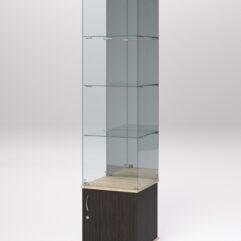 Витрина стеклянная ПРИМА МОДЕРН №4 (с дверкой, задняя стенка - зеркало), Дуб Венге и Дуб Сонома