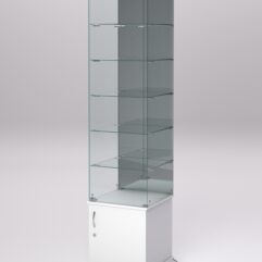 Витрина стеклянная ПРИМА КЛАССИК №504 (с дверкой, задняя стенка - зеркало), Белый