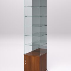 Витрина стеклянная ПРИМА КЛАССИК №504 (с дверкой, задняя стенка - зеркало), Орех