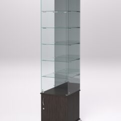 Витрина стеклянная ПРИМА КЛАССИК №504 (с дверкой, задняя стенка - зеркало), Дуб Венге