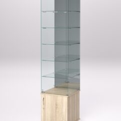 Витрина стеклянная ПРИМА МОДЕРН №504 (с дверкой, задняя стенка - зеркало), Дуб Сонома