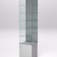 Витрина стеклянная ПРИМА МОДЕРН №504 (с дверкой, задняя стенка - зеркало), Серый