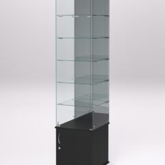 Витрина стеклянная ПРИМА МОДЕРН №504 (с дверкой, задняя стенка - зеркало), Черный